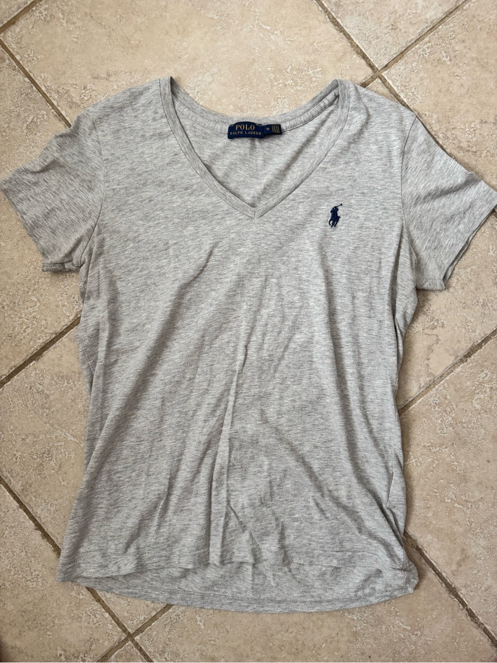 Polo by Ralph Lauren Light Gray/Tan V-Neck Tee with Navy Pony